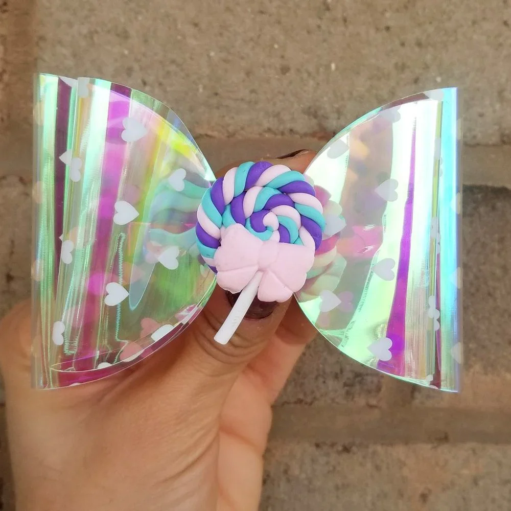 Holographic Lollipop candy bow kids girl kawaii barbiecore